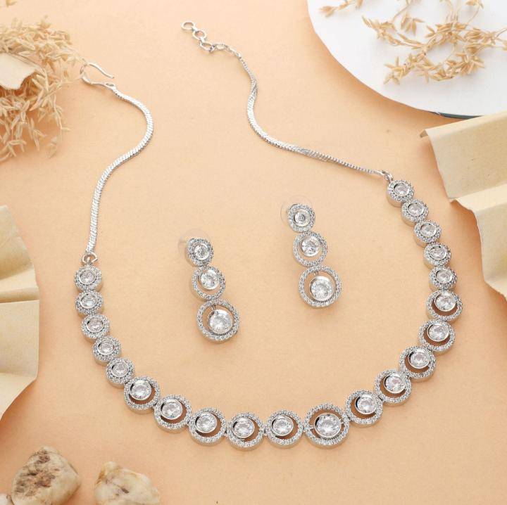 Anti tranish american diamond necklace set 961 Bulk jewelry market Kolkata